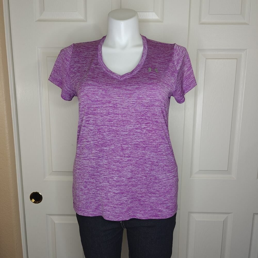 Under Armour HeatGear semi fitted V-neck space dye athletic tee sz L